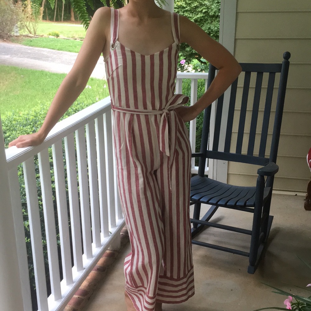 Romeo and Juliet red and white striped romper